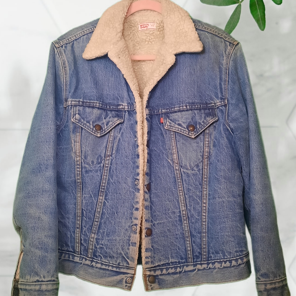 Levi's Blue Denim Sherpa Jacket
